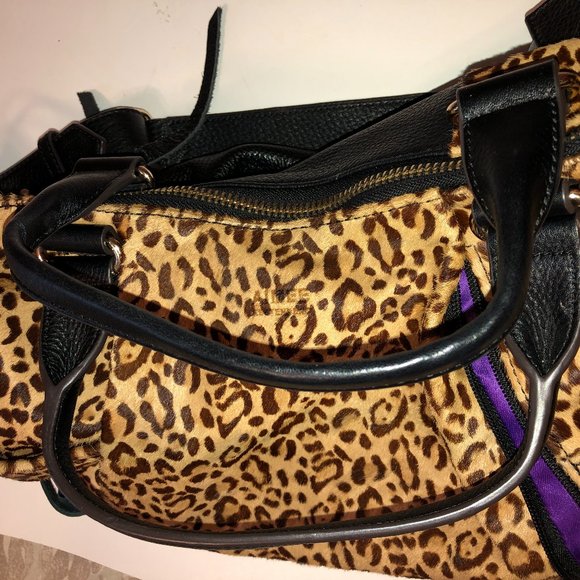 Aimee Kestenberg Tamitha Satchel Leopard Calf Hair Genuine Leather Purse - Picture 12 of 16